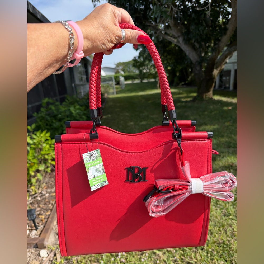 BADGLEY MISCHKA Red Tote with Braided Handles - Picture 11 of 13